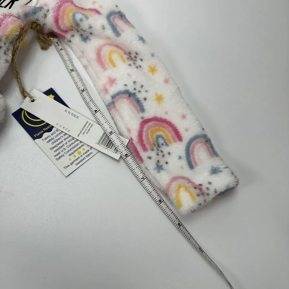 NWT Toddler Little Girl Rae Dunn Dreamer Patch Rainbow Print Fleece Robe